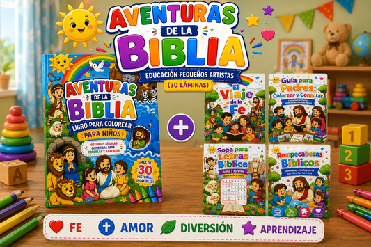 Aventuras de la Biblia: Edición Pequeños Artistas (30 Láminas)